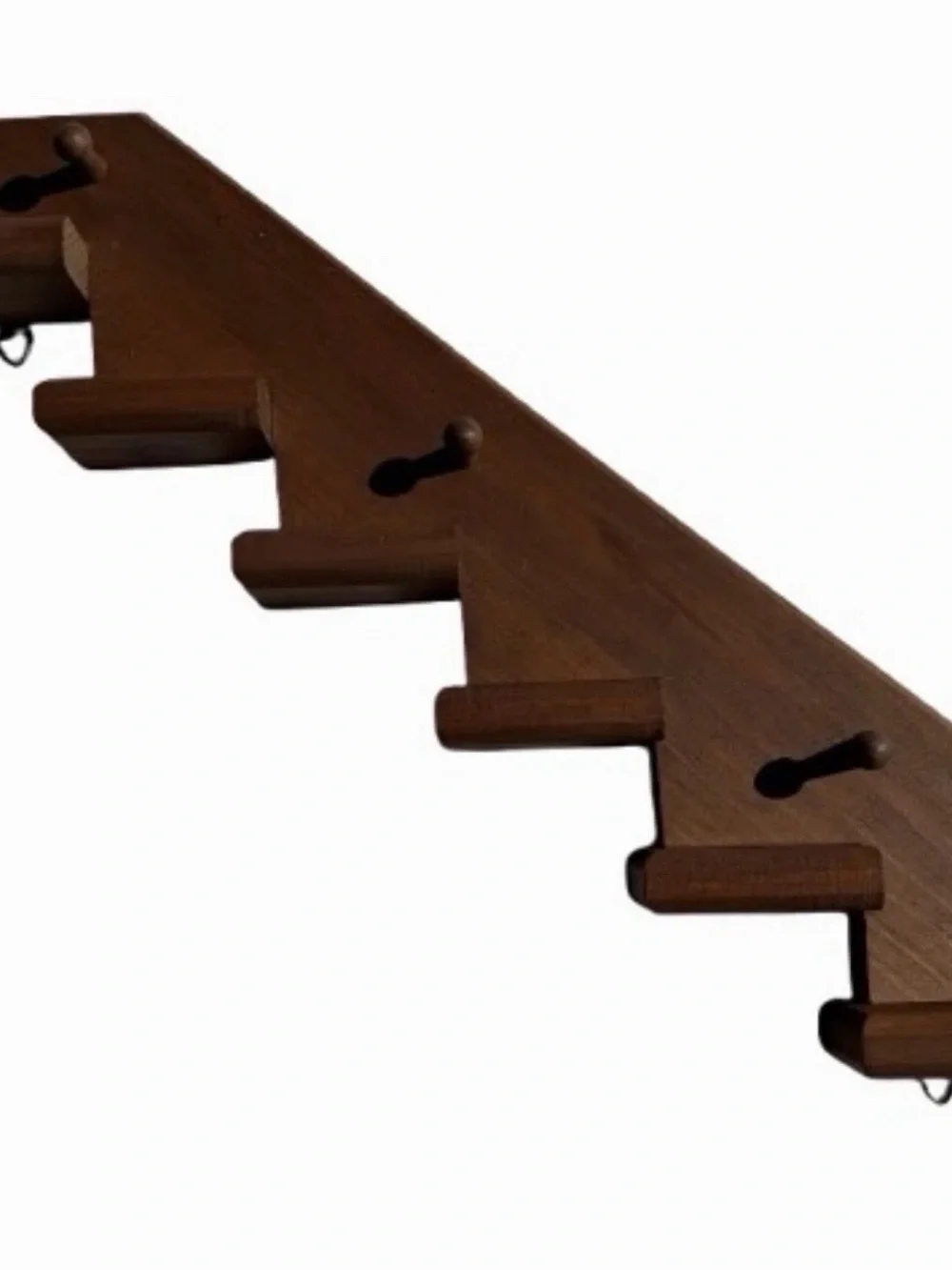 Vintage MCM Wooden Staircase Wall Shelf Knick Knack Curio Display Pegs 17